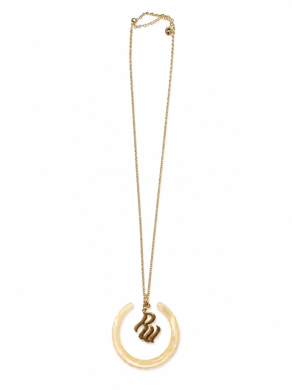 Rocawear Gold Chain Necklace Cream Hoop Logo Y2K Hip Hop Streetwear Pendant